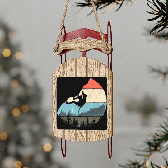 Vintage Style Rock Climbing Retro Bouldering Sled Ornaments