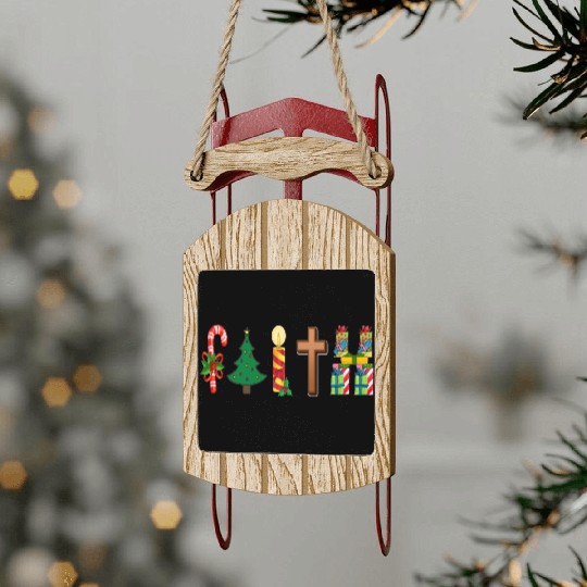 Faith Christian Christmas Sled Ornaments