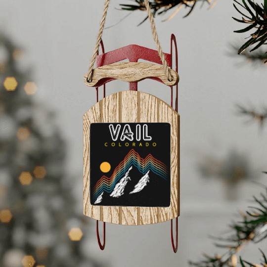 Vail Colorado Usa Ski Resort 1980S Retro Sled Ornaments
