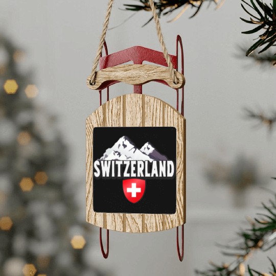 Switzerland Home Mountains Swiss Sled Ornaments