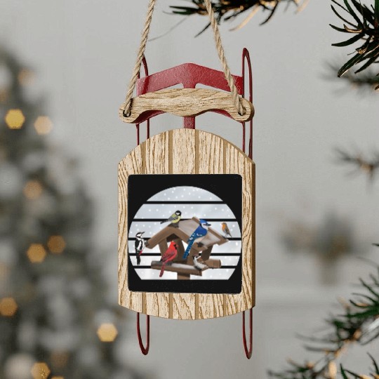 Birds Bird House Cardinal Blue Jay Robin Sparrow Sled Ornaments