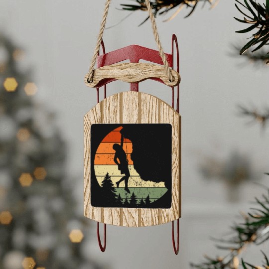 Retro Rock Climbing Vintage Climber Sled Ornaments