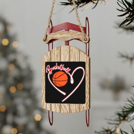 I Love Basketball Girl Basketball Player Heart Sled Ornaments