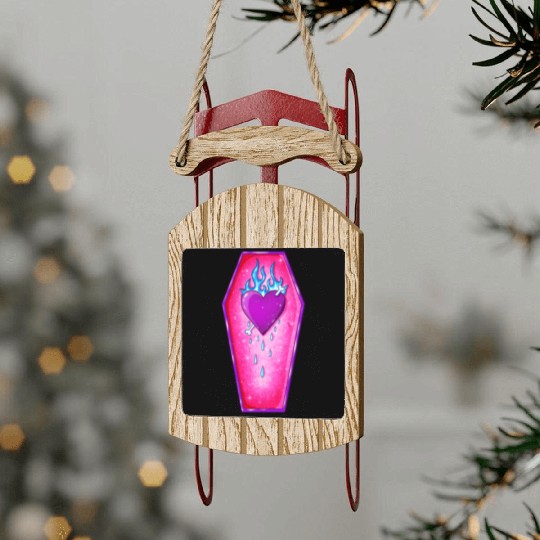 Pastel Goth Love Coffin Heart Sled Ornaments