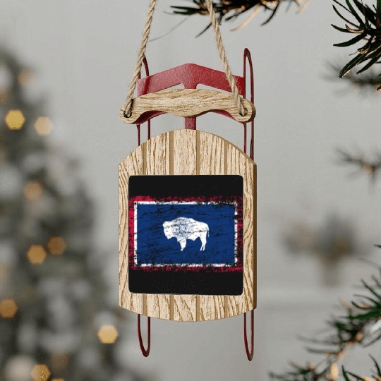 Wyoming ensign flag used look Sled Ornaments