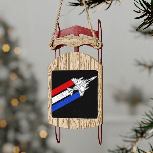 F-4 Phantom Vintage USA Contrails Red White Blue Sled Ornaments