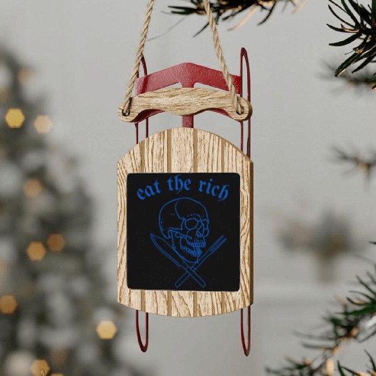 Eat The Rich - Skull and Cross Knives (blue) Sled Ornaments
