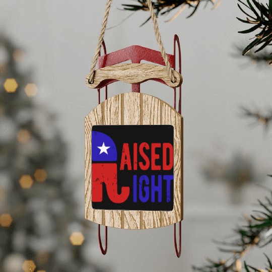 Raised Right Proud Republican Elephant Logo Usa Sled Ornaments