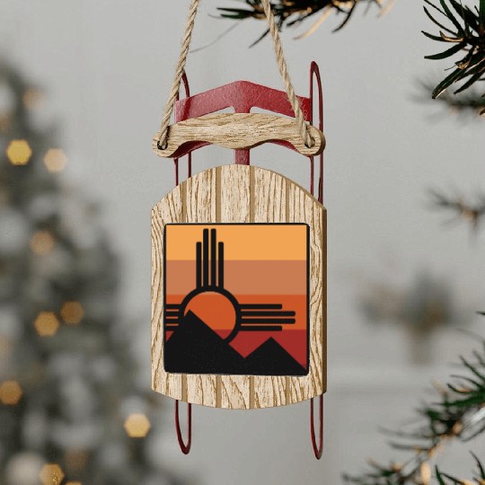 Zia Sun New Mexico Zia Mountains Sled Ornaments