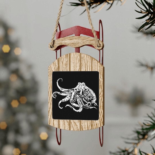 octopus white Sled Ornaments