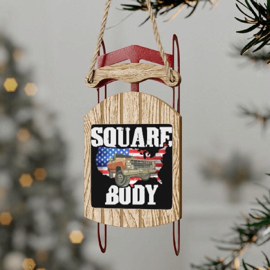 Square Body - American Flag Truck Lovers Sled Ornaments