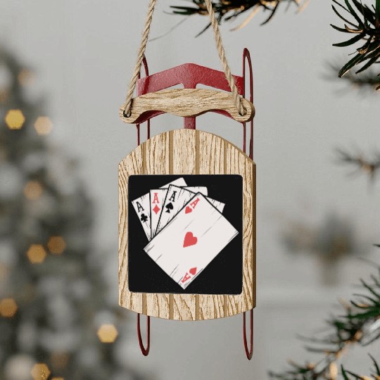 Traditional Tattoo Four Aces Playing Card Game Sled Ornaments