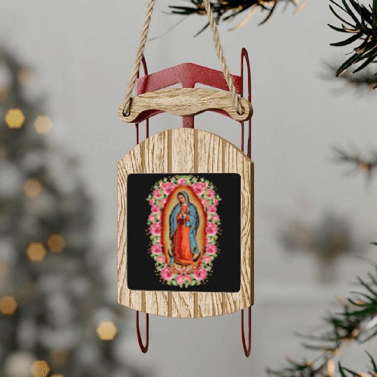 Our Lady Virgen De Guadalupe Virgin Mary Sled Ornaments