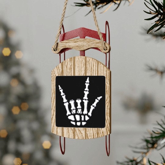 I Love You Sign Language Gift Skeleton Hand Hallow Sled Ornaments