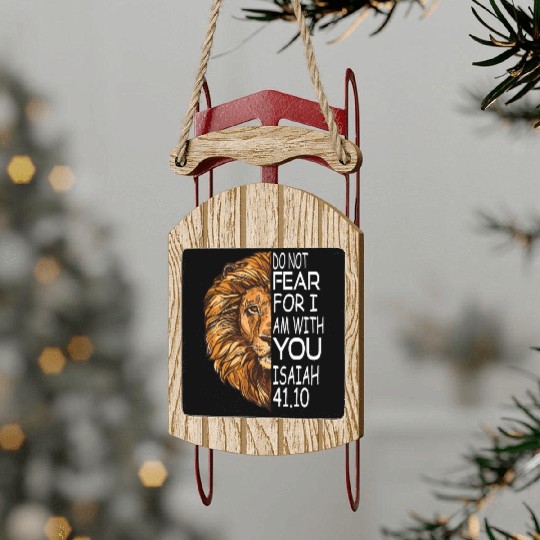 Christian Religious Bible Verse Sayings Lion Fear Sled Ornaments