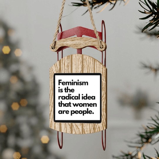 Feminism solid back sticker Sled Ornaments