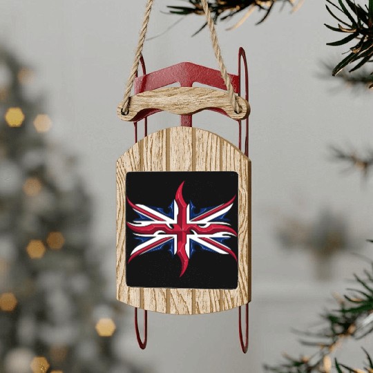 Union Jack British Flag Resistance Style Sled Ornaments
