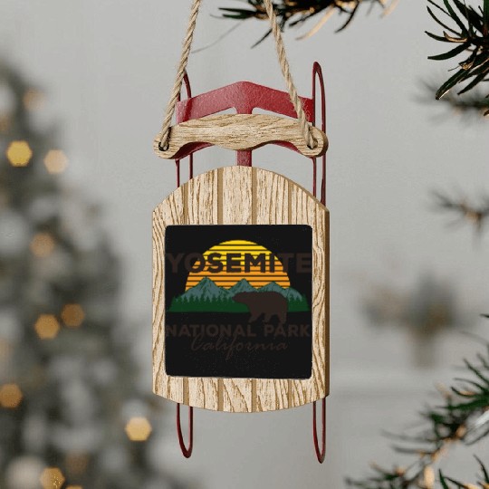 Yosemite National Park California Mountain Bear Sled Ornaments