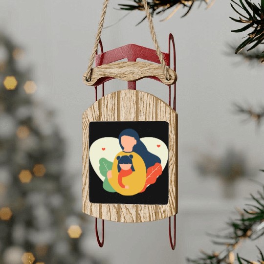 I Love You, Mama & Baby Sled Ornaments, Mommy and Me Sled Ornaments