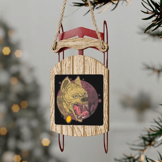 wild hyena angry face head Sled Ornaments