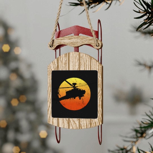 AH-64 Apache Silhouette Sunset Military AH64 Sled Ornaments