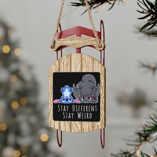 Stay Different Stay Weird Toothless And Stitch Sled Ornaments