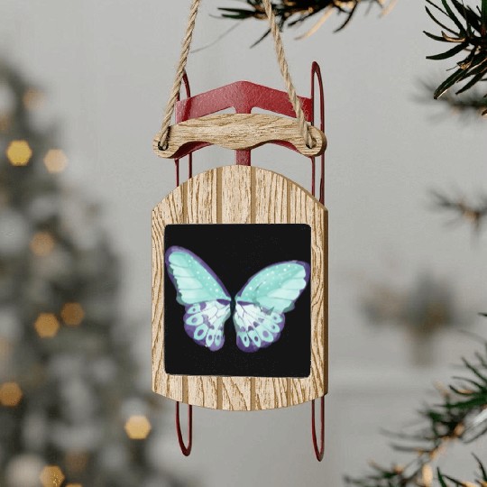 Light Green Butterfly Sled Ornaments