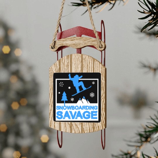 Snowboarding Savage Kids Cool Youth Freestyle Snow Sled Ornaments