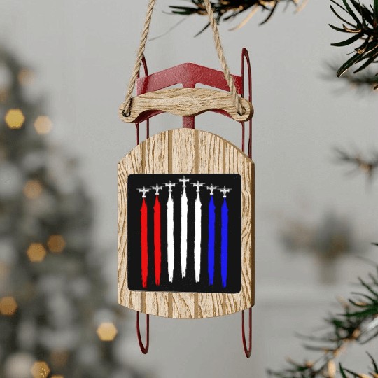 V-22 Osprey Helicopter Red White Blue Contrails Sled Ornaments