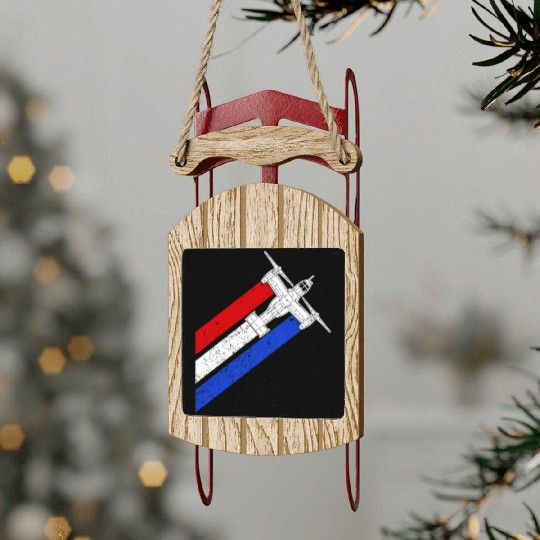 V-22 Osprey Helicopter Red White Blue Contrails Sled Ornaments