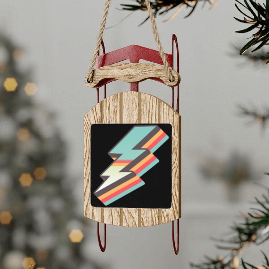 retro vintage lightning bolt Sled Ornaments