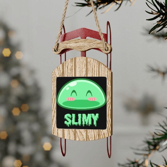 Cute Green Dungeon Slime Monster Weird Anime Sled Ornaments