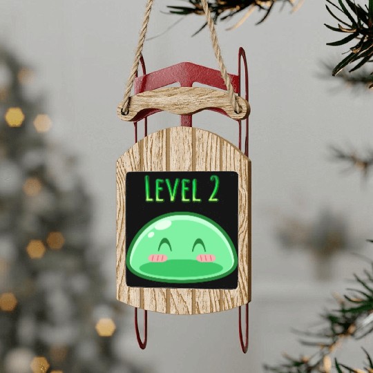 Cute Green Dungeon Slime Monster Weird Anime Sled Ornaments
