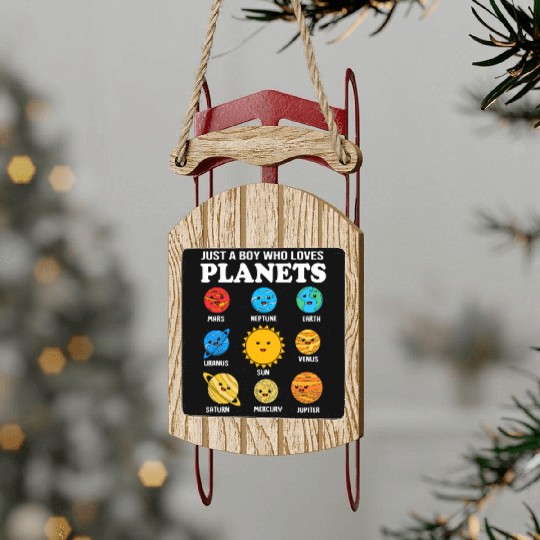 Solar System Science Just A Boy Who Loves Planets Sled Ornaments