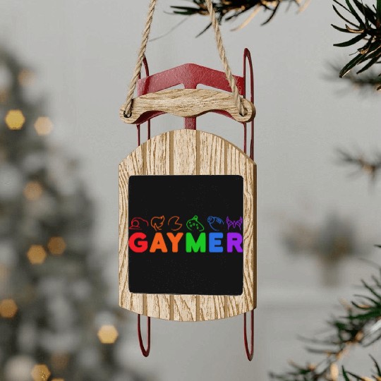 gaymer / gay pride gamer Sled Ornaments