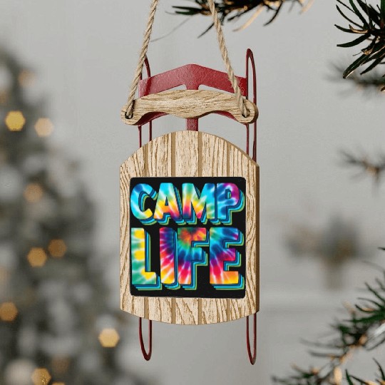 camp life,SUMMER Camp, fall camp,boy scouts,trekki Sled Ornaments