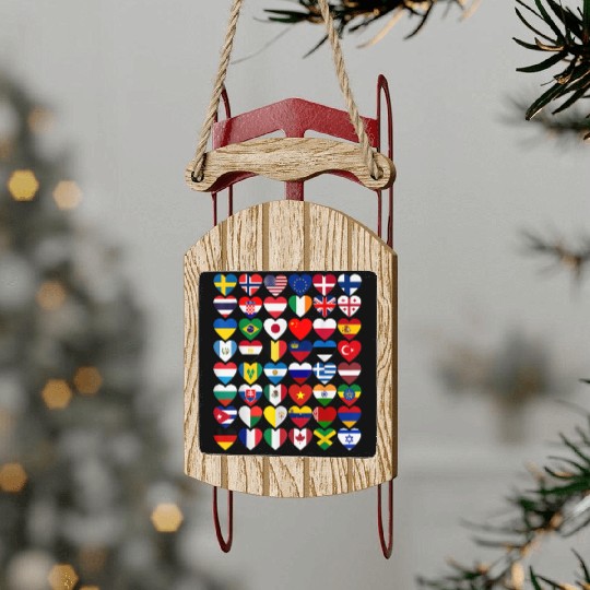 Flags of the Countries of the World International Sled Ornaments
