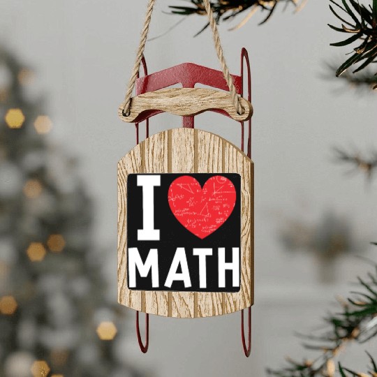 I Love Math Heart Math Sled Ornaments