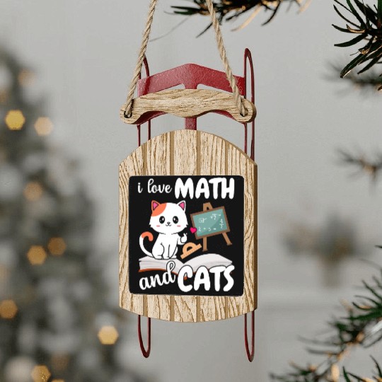 I Love Math And Cats Mathematics Sled Ornaments