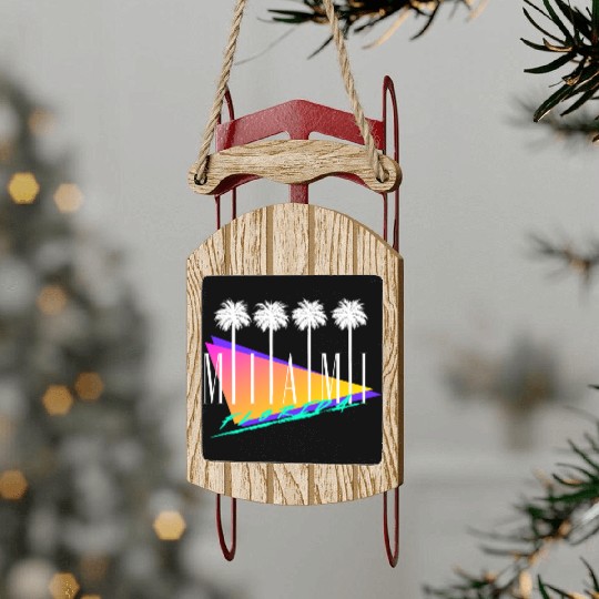 Miami Florida Retro Style Sled Ornaments