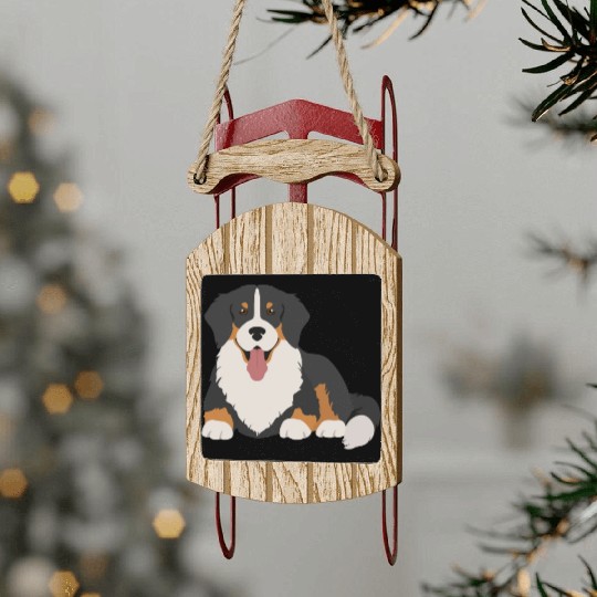 Bernese Mountain Dog Face Sled Ornaments
