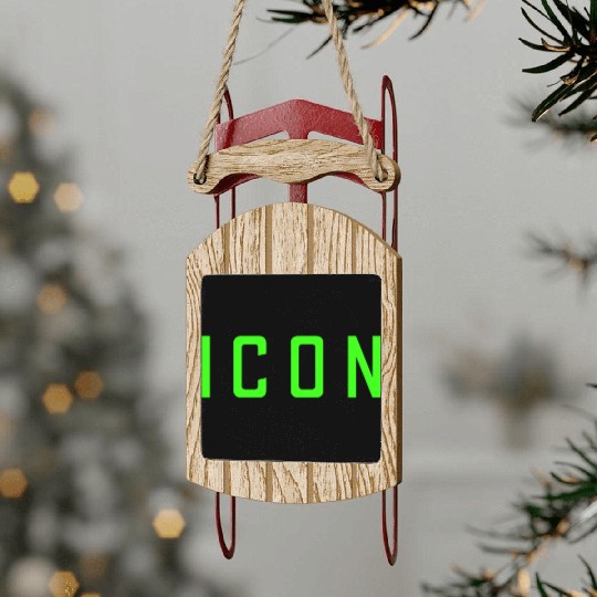 Neon Green Icon Sled Ornaments