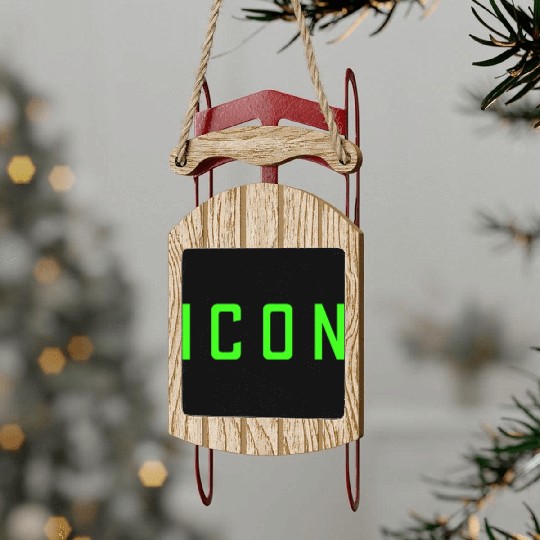 Neon Green Icon Sled Ornaments