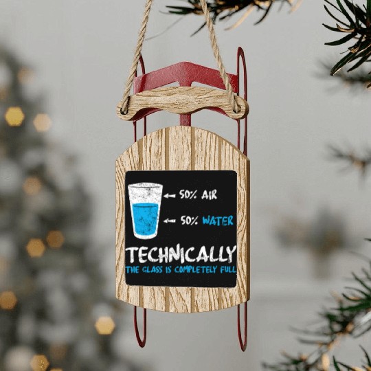 Funny Glass Half Full Science Teacher Apparel Sled Ornaments