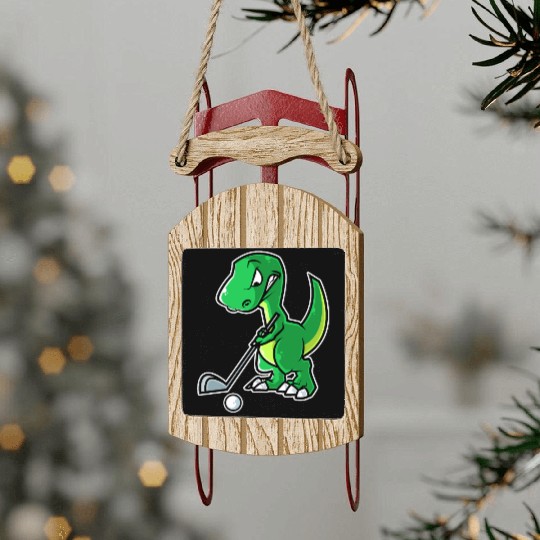 Tyrannosaurus Golf Player Golfer Golfing Funny Sled Ornaments