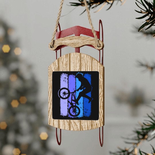 Retro Bmx Bike | Old School Bmx | Vintage Bmx Blue Sled Ornaments