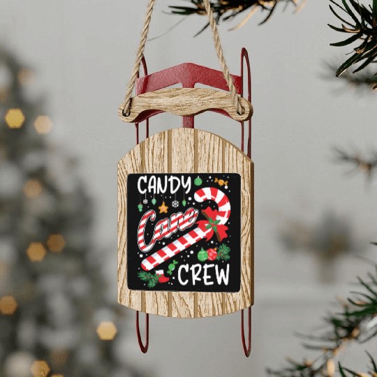 Candy Canes Crew Christmas Matching Group Xmas Sled Ornaments