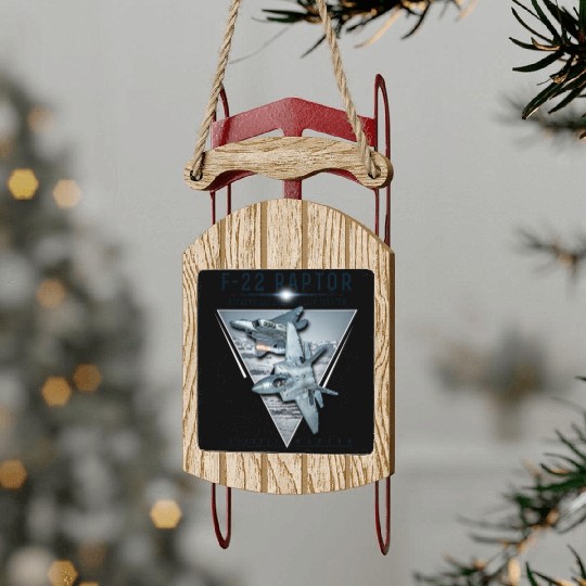 F 22 Raptor US Airborne Fighter Pilot Sled Ornaments