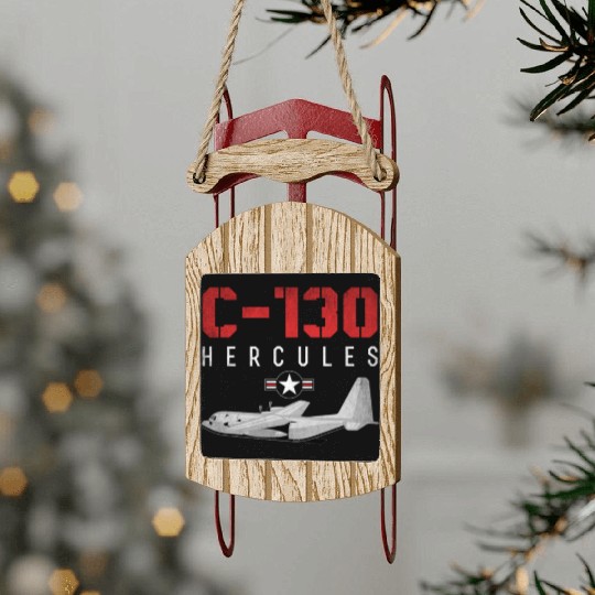 C 130 Hercules US Airborne Fighter Pilot Sled Ornaments