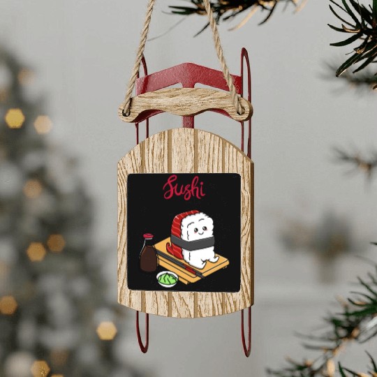 Happy Tuna Sushi Sled Ornaments